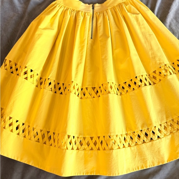Alice + Olivia Yellow A-Line Skirt with Cutout Accents - Picture 3 of 6